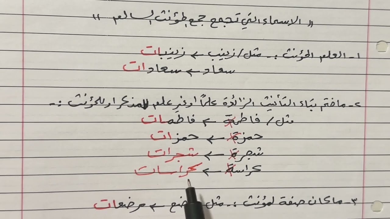 جمع المؤنث السالم  والملحق به للصف الثاني متوسط ص ٨٤