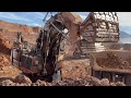 Huge 400 Tones Terex RH170 Front Shovel Excavator Loading Hitachi Euclid EH3500 Dumpers