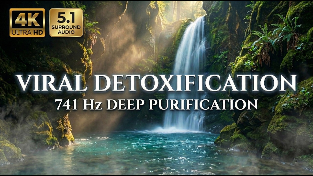 Вирусная Детоксикация 741 Гц: Кристально Чистые Водопады в Скрытых Каньонах (4K 5.1 Звук)