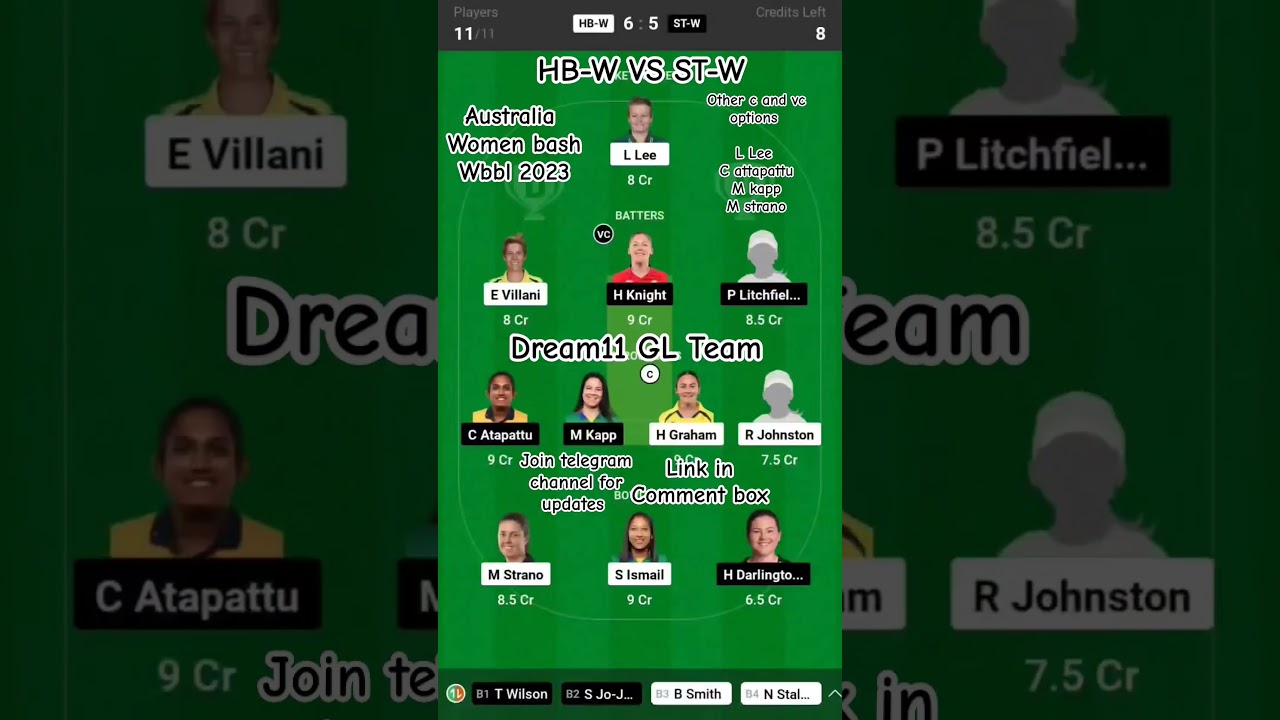 HB W vs ST W Dream11 Prediction| ST W vs HB W Dream11 Team| HB W vs ST W Dream11 Team Today|
