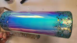 Trying out the Teckwrap Glow Opal Vinyl as a Full Wrap on an Epoxy Tumbler GORGEOUS