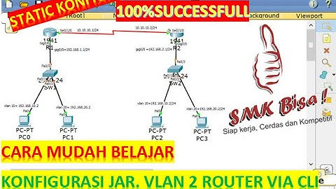 Konfigurasi vlan  2 switch 2 router (routing static berbasis teks/CLI
