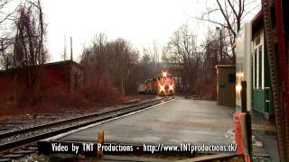 HD Three SD40-2 Locomotives Throttle Up at the Amherst Amtrak Station