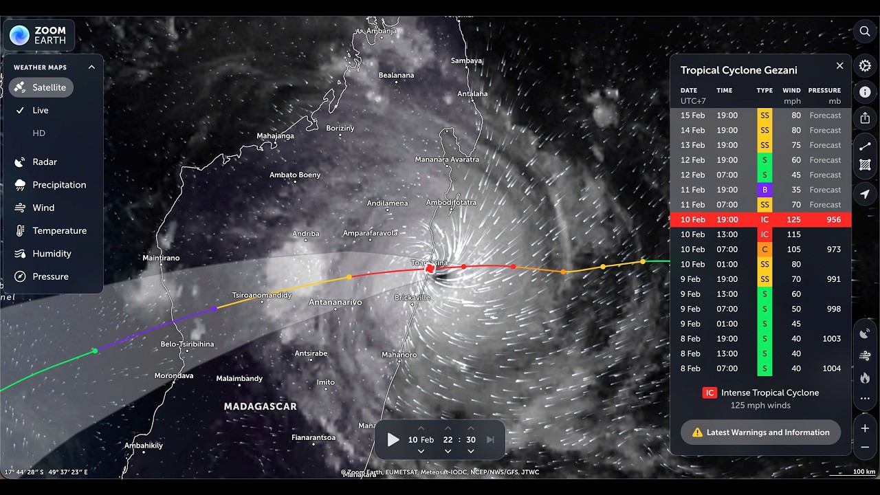 MADAGASCAR PREPARE NOW!!! Cyclone Gezani nearing in, landfall occurs MINUTES later!