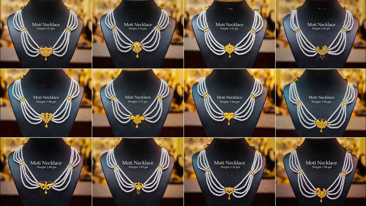 Gold pearl necklace designs with price//gold moti necklace designs//gold pearl jewellery designs //