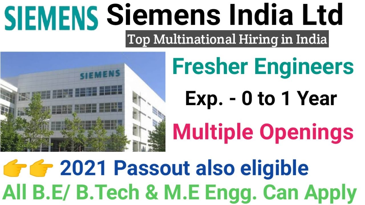 Fresher Engineers Hiring For Siemens India Ltd I Engineering Jobs I