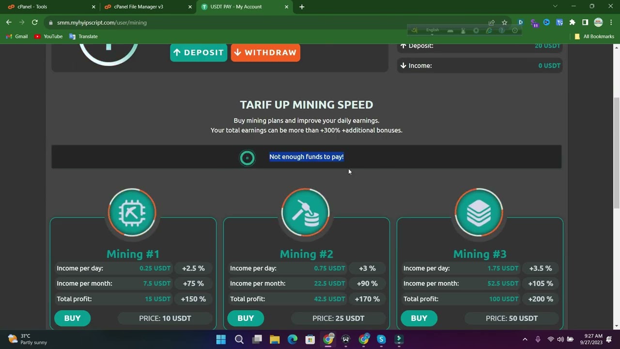 How create new usdt mining site today