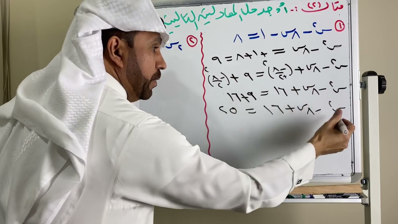 حل المعادلات التربيعية بإكمال المربع لصف ثالث متوسط