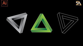 Penrose Triangle design in Adobe Illustrator l Easy make impossible triangle design