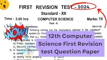12th Computer Science First Revision test Question Paper 2024