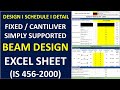 Design of beams simplycantileverfixed by using excel is 4562000 singly  doubly reinforced