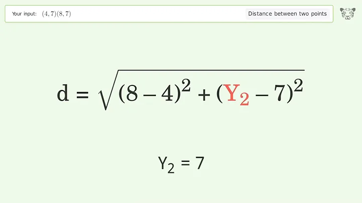 Find the distance between two points p1 (4,7) and p2 (8,7): Step-by-Step Video Solution