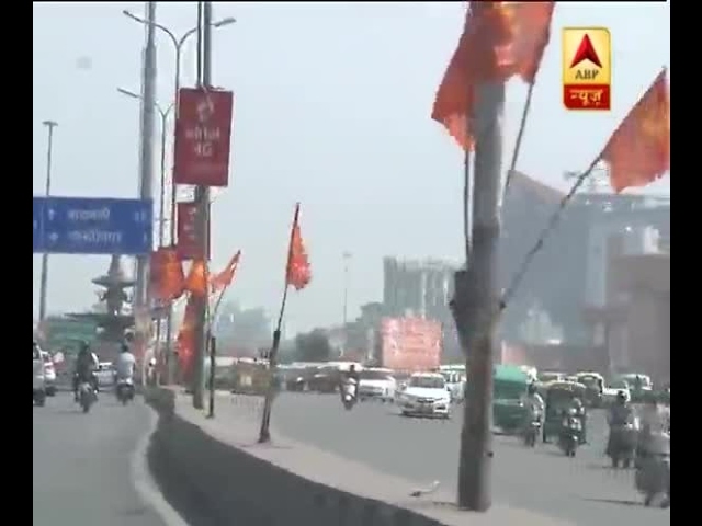 Hindu Yuva Vahini flags decorating Lucknow roads soon after Adityanath becomes CM