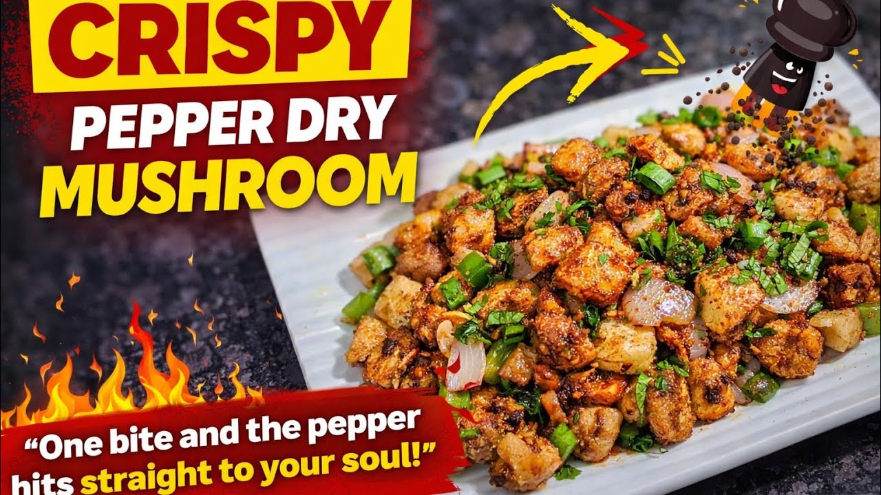 Spicy Black Pepper Mushroom Fry“Crispy, spicy, and totally addictive!”