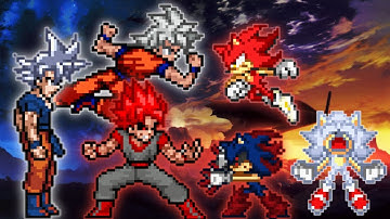 Goku DBS 3.5 OP & Goku TP OP & Evil Goku OP VS Sonic Chaos OP & Sonic TP OP & Evil Sonic OP in Mugen