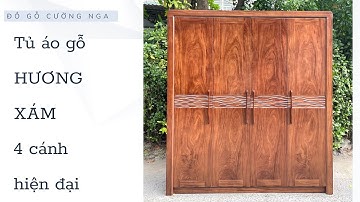 Tủ quần áo gỗ hương xám 4 cánh màu óc cho hiện đại | Đồ Gỗ Cường Nga