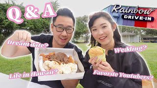 Q&A eating Rainbow Drive-In || [Honolulu, Hawaii] Plate Lunch Mukbang