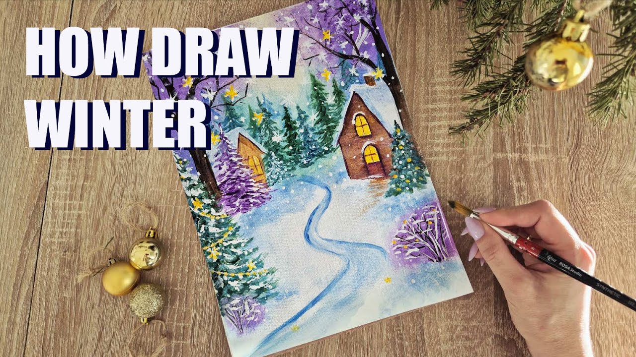 How to painnt Winter Fairy Tale. Amazing Landscape in Acrylic ❄️ Paint with me | Drawing Ideas