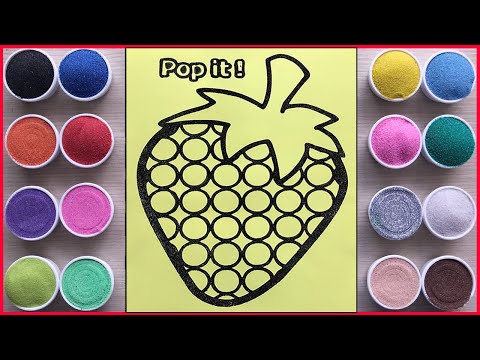 Video Tô màu tranh cát Pop it quả dâu hồng - Sand painting... - youtube
