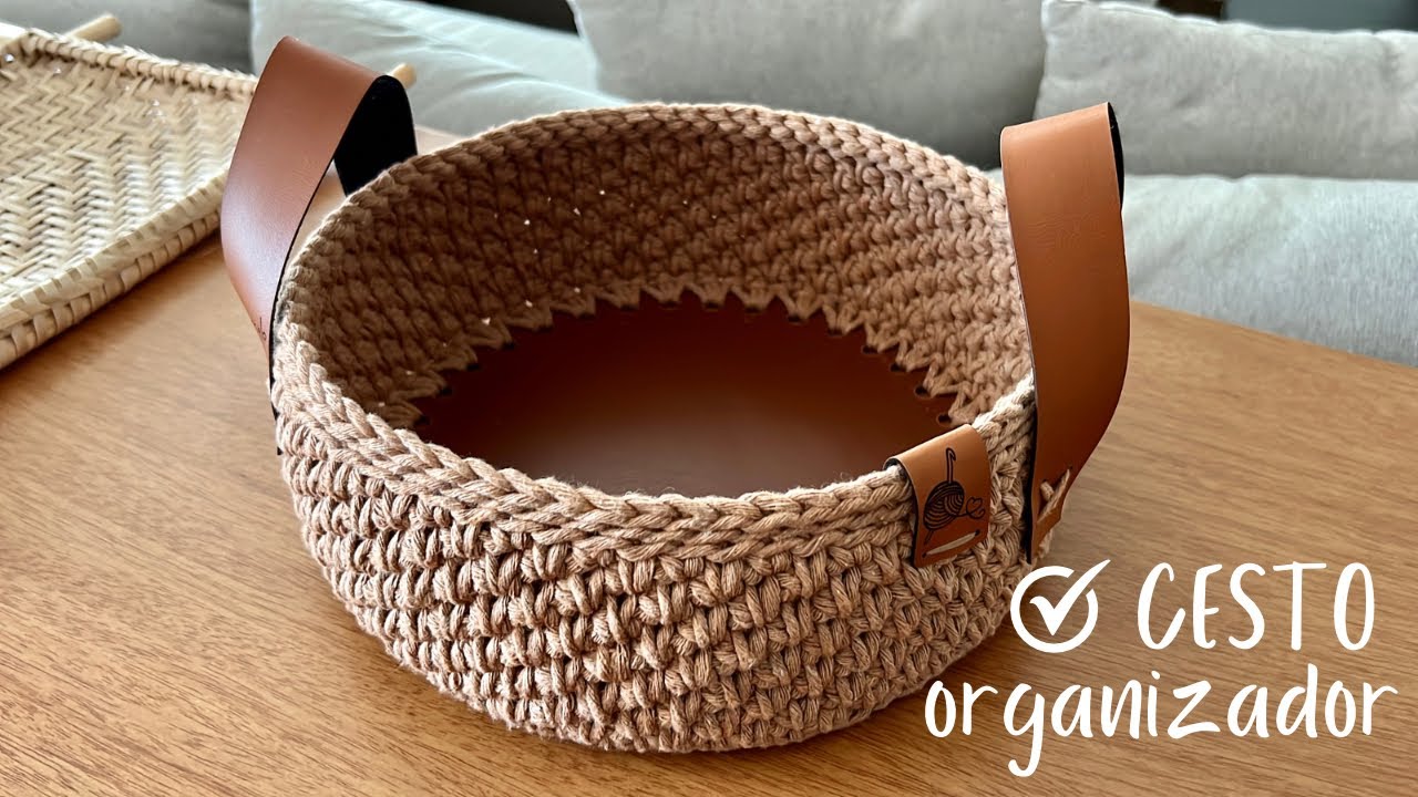 CESTO ORGANIZADOR MULTIUSO EM CROCHÊ - Feito com um ponto lindo e fácil de fazer, você vai amar!