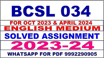 bcsl 034 solved assignment 2023-24 | bcsl 34 solved assignment in english 2024 | bcsl 34 2024
