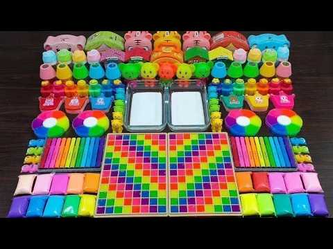 Rainbow slime ! Mixing random things into homemade slime ! Relaxing slime videos !!!