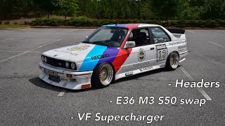 Bmw E30 M3 DTM with a supercharged S50 swap! Pure exhaust sounds!