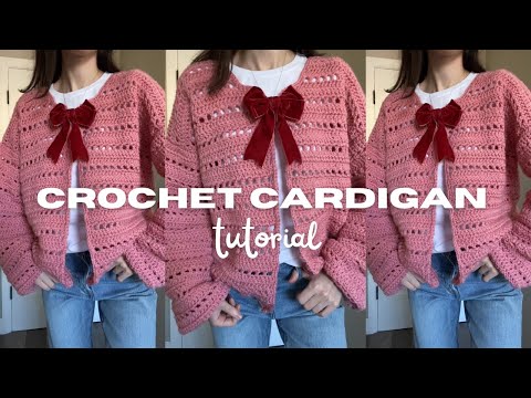 crochet ribbon TIE FRONT cardigan tutorial - YouTube