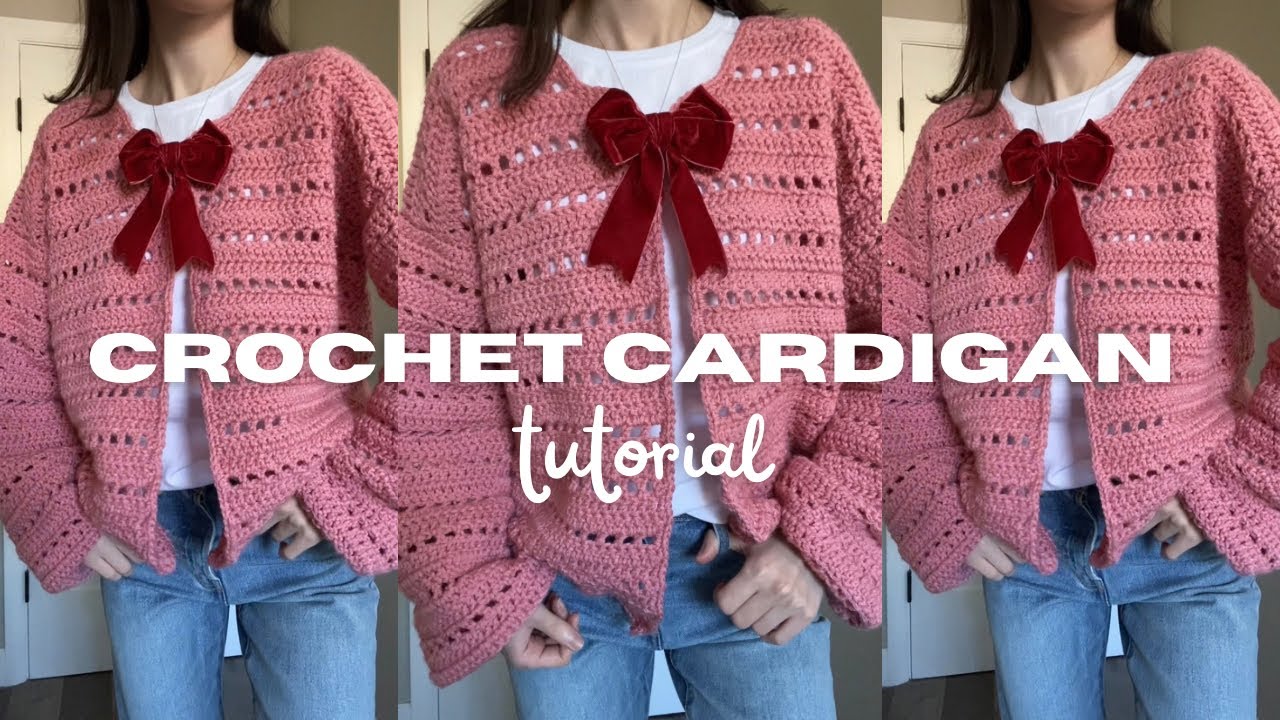 Урок по вязанию крючком кардигана с завязкой спереди