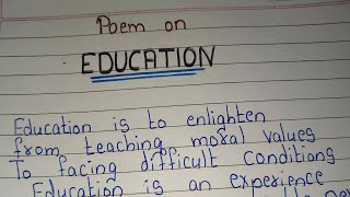 Poem on Education/ Education poem in english
