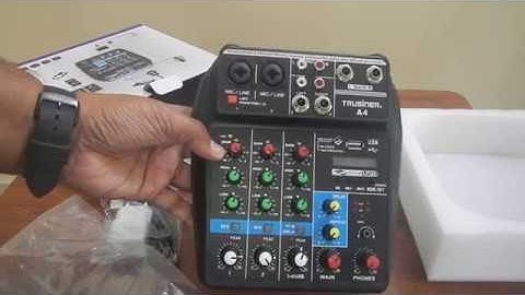 Unboxing cheap Chinese trusiner A4 4 channel  line mixer with usb recording under 50 dollars