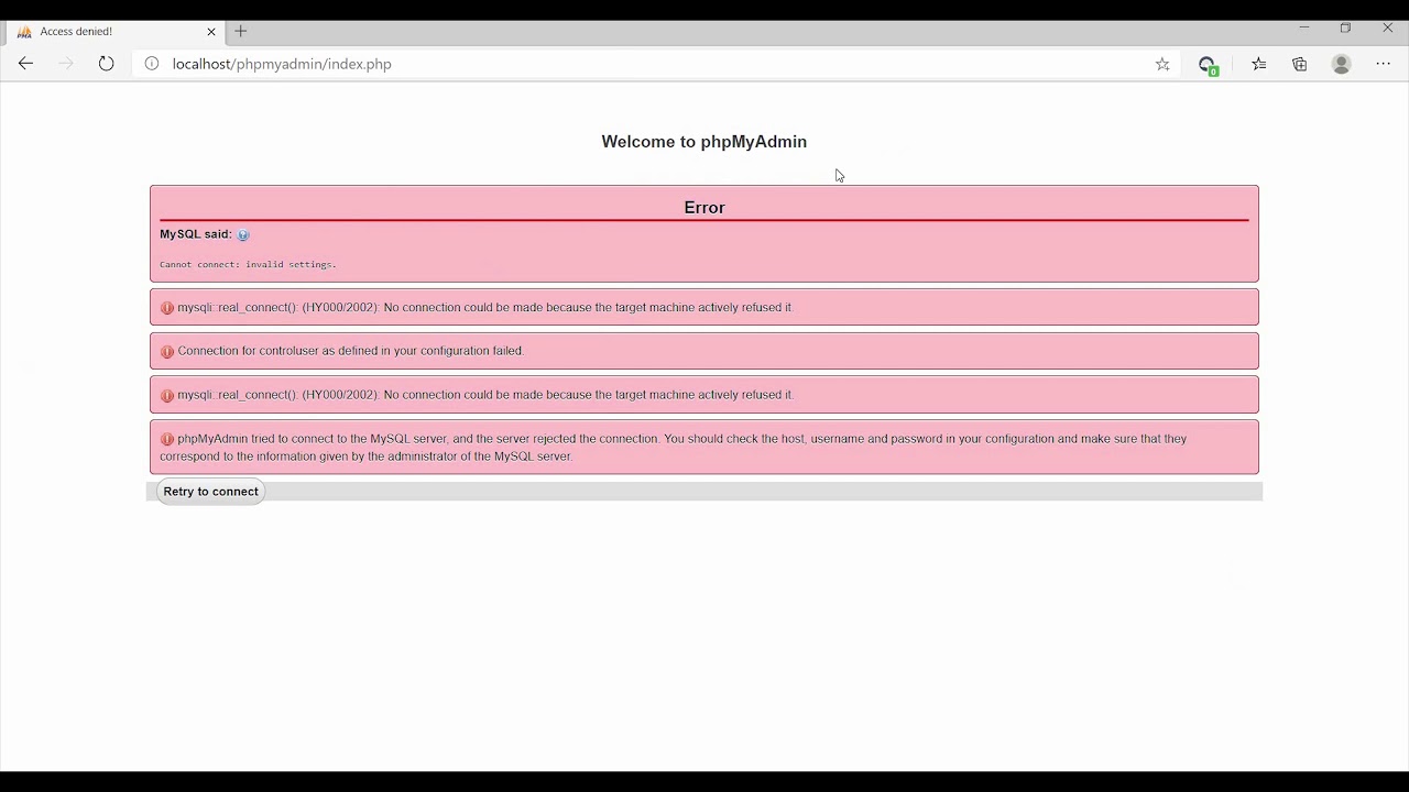 Xampp  Mysql Shutdown Unexpectedly ,  Cannot Connect: Invalid Settings.