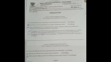 GCUF past paper of ADS/ADA computer science part 2 OS and Database management system.2022