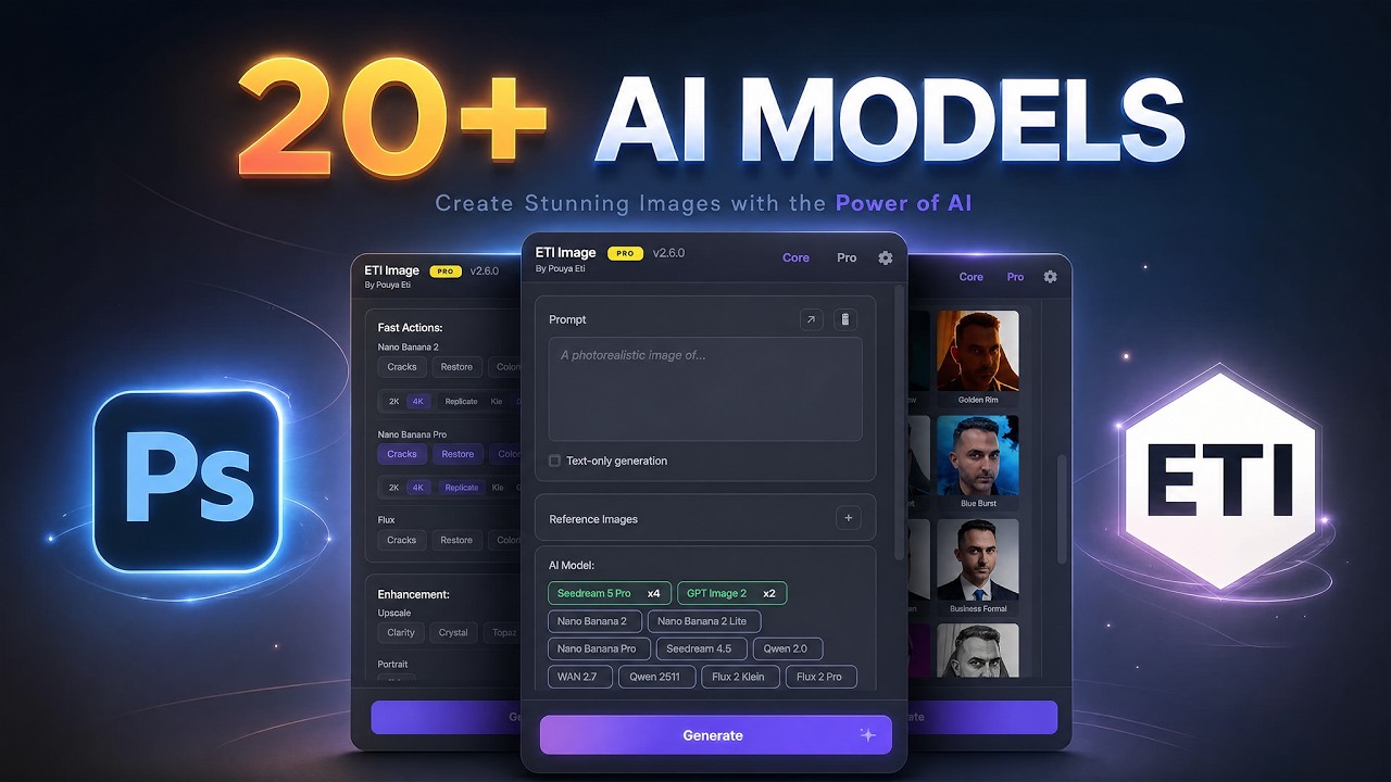 Eti Image demo — AI generation running inside Adobe Photoshop