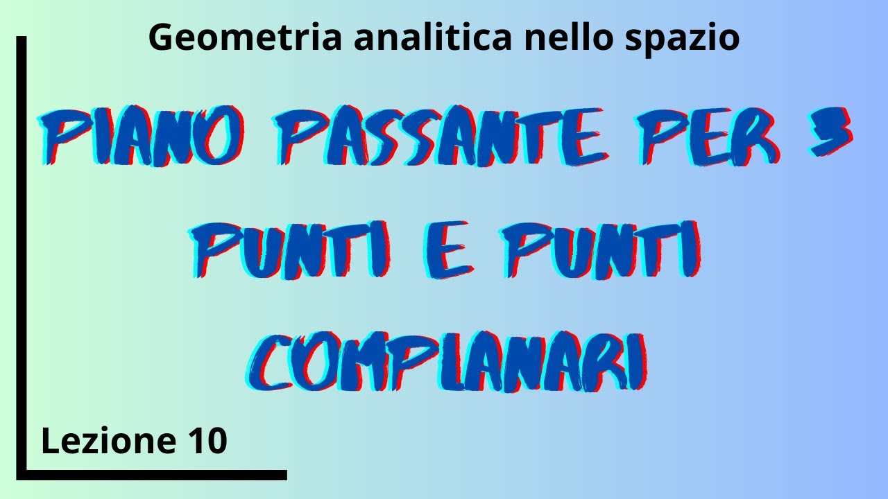 Piano passante per 3 punti e punti complanari