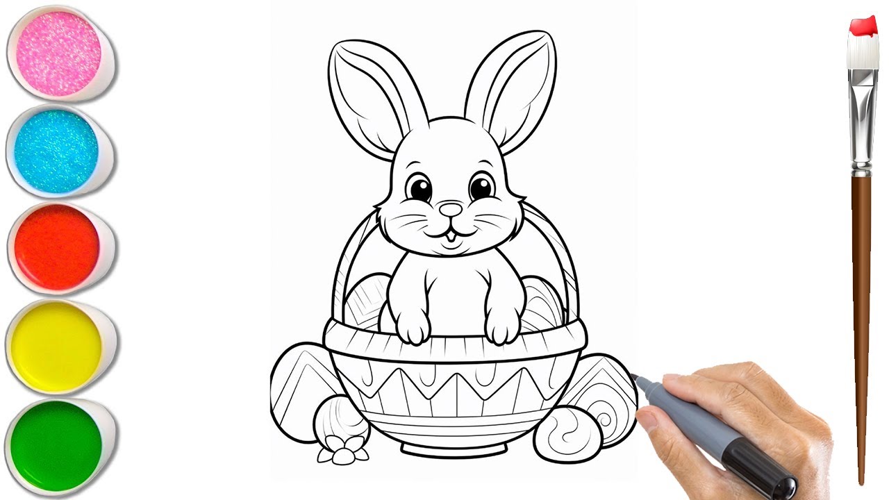 How to Draw Cute Rabbit in Bucket Very Easy | Mady Arts - YouTube
