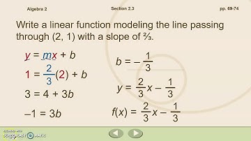 Algebra 2 2.3 Writing Linear Equations
