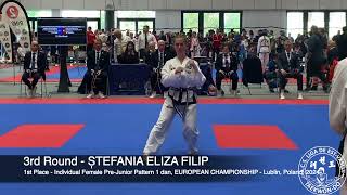 1st Place ȘTEFANIA ELIZA FILIP Female Pre-Junior Pattern 1 - TAEKWON-DO EUROPEAN CHAMPIONSHIPS 2024