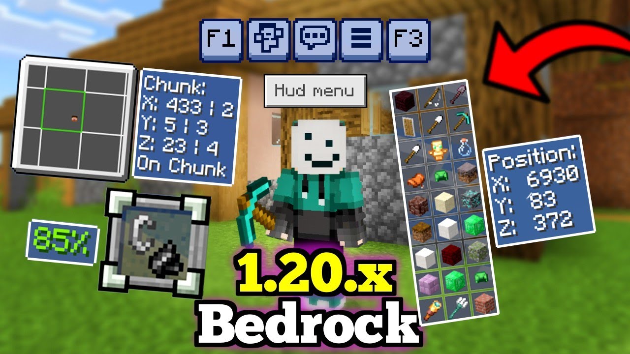 🟢 La Textura más Util de Minecraft PE 1.20.X | Mapa de Chunks, mini Inventario y más en MCPE