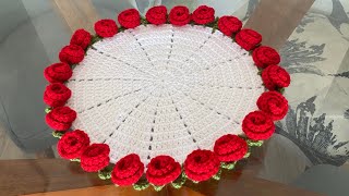 How to Crochet Placemat | Rose Bouquet | Step-by-Step Crochet ❤ Crochet rose blanket
