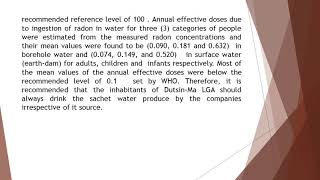 Measurement of Radon 222 Concentration Levels in Brands of Sachet Drinking Water Produce in Dutsin M