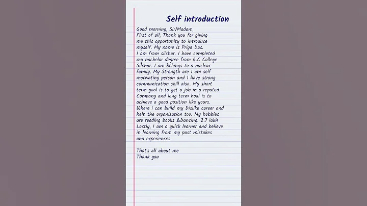 Self introduction in english || interview introduce yourself || #shorts #trending #introduction