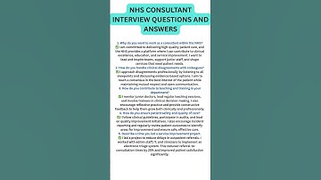 NHS Consultant Interview Questions and Answers (pass your interview) #interview #nhs #jobinterview