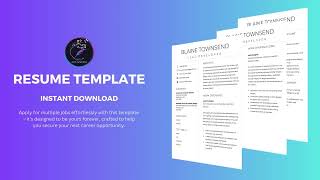 Resume CV Template Set with Cover Letter and Guide - Instant Download for Career Success