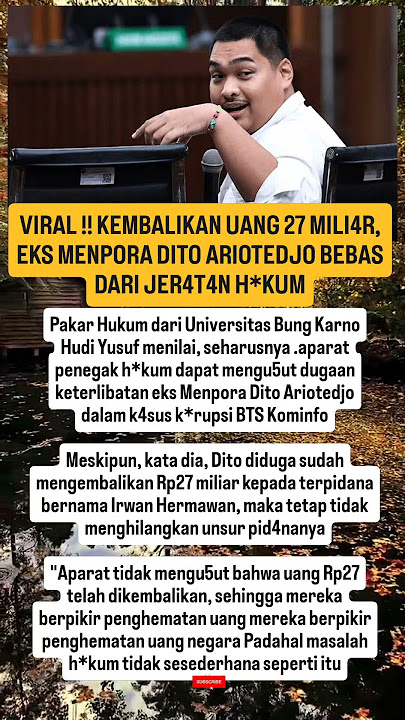 kembalilan uang 27 M Menpora dito Bebas dari jeratn Hvkm#trending #beritaterkini #viral #shortsvideo