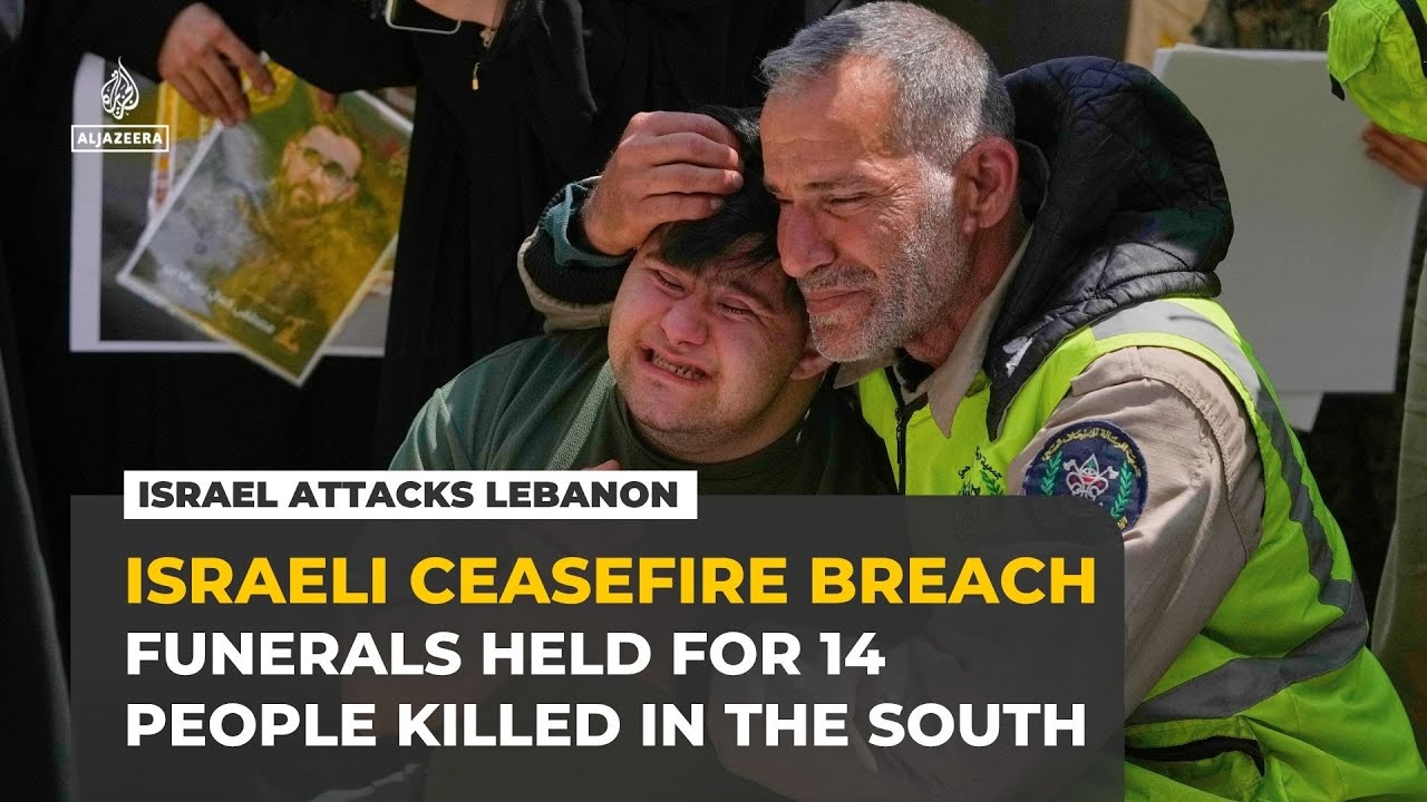 جنازات في جنوب لبنان بعد غارات إسرائيلية أسفرت عن مقتل 14 شخصاً، معظمهم من عائلة واحدة