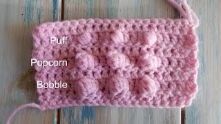 In this video I show you the differences between the Bobble, Popcorn and Puff stitches in crochet.

How to crochet a Popcorn Stitch Flower Granny Square: https://youtu.be/j14pDHNRH2I

Please support me:
https://www.patreon.com/happyberrycrochet

Written Patterns here: 
https://www.happyberry.co.uk 
https://www.instagram.com/happyberrycrochet

Images, crochet pattern and logos owned by me at https://www.happyberry.co.uk © HappyBerry