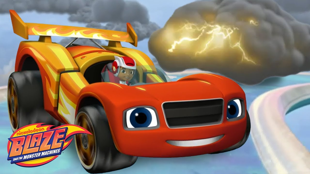 Race Car Blaze Flies Through A Storm ⛈ Blaze and the Monster Machin...