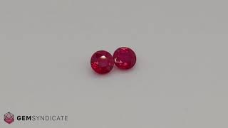 Alluring Step Cut Round Natural Ruby Pair 55.10.017.BLL VID