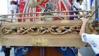 20180916 2011やわたんまち2日目神明町の山車兎と亀と浪の素晴らしい彫刻が躍動します